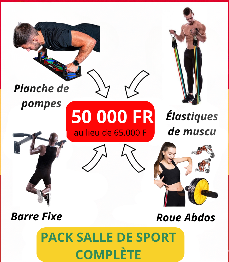 PACK Planche + Élastiques + Barre fixe + Roue Abdos (Offre Limitée)