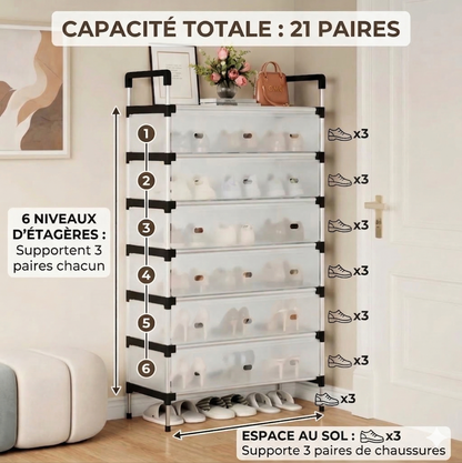 Étagère de Rangement Chaussures(jusqu'à 21 Paires) — Fini le Désordre